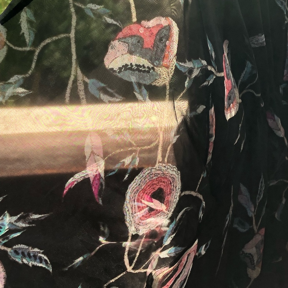 Natori Embroidered Floral-Print Silk Caftan Dress, - Picture 7 of 8